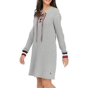 Tommy Hilfiger Lace-Up Hoodie Sweatshirt Dress
